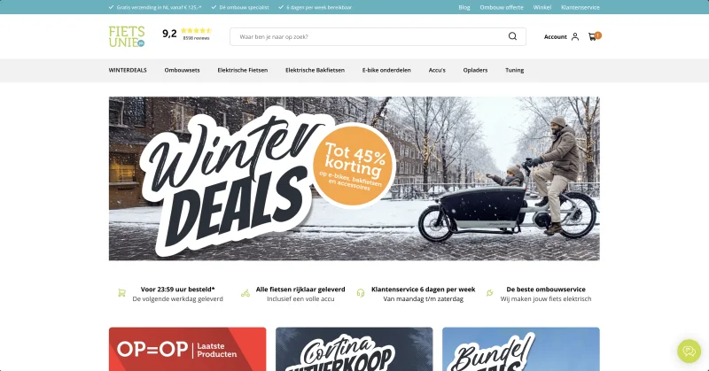 Fietsunie webshop - Custom PWA frontend met Magento 2 backend voor fietsen en accessoires