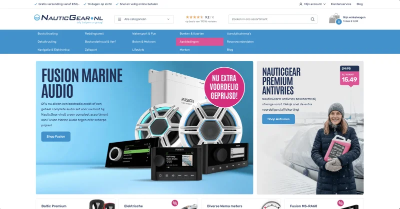 NauticGear webshop - Magento 2 Hyvä e-commerce platform voor watersport artikelen